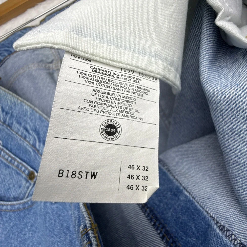 Carhartt Traditional Fit Jeans Mens 46X32 Light Wash Denim B18‎ STW NOS NWT